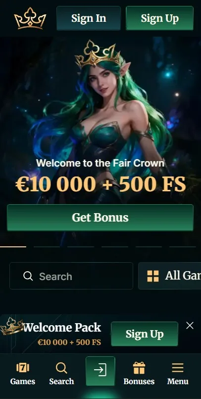 Playing FairCrown Casino on Mobile